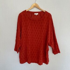 SAHARA Women's Size M/L Linen Blend Basketweave Pattern Lagenlook Top